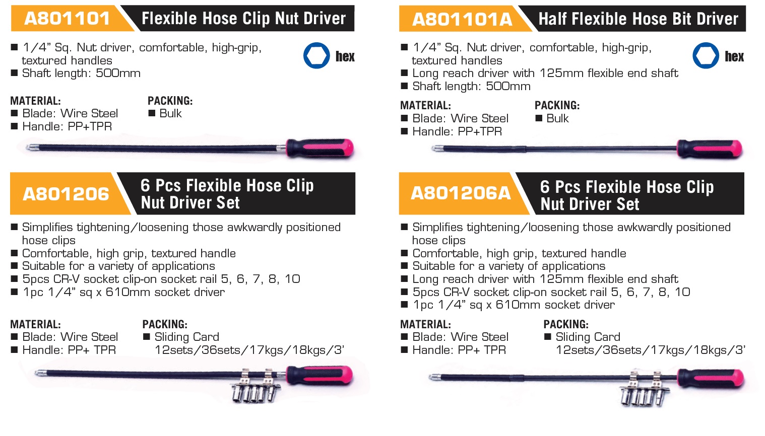 A801101 Flexible Hose Clip Nut Driver